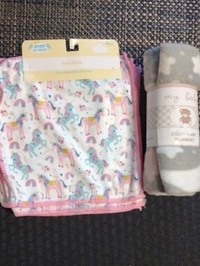 Pink Unicorn 4 Pk Washcloths And Cozy Baby Blanket - Kids Accessories